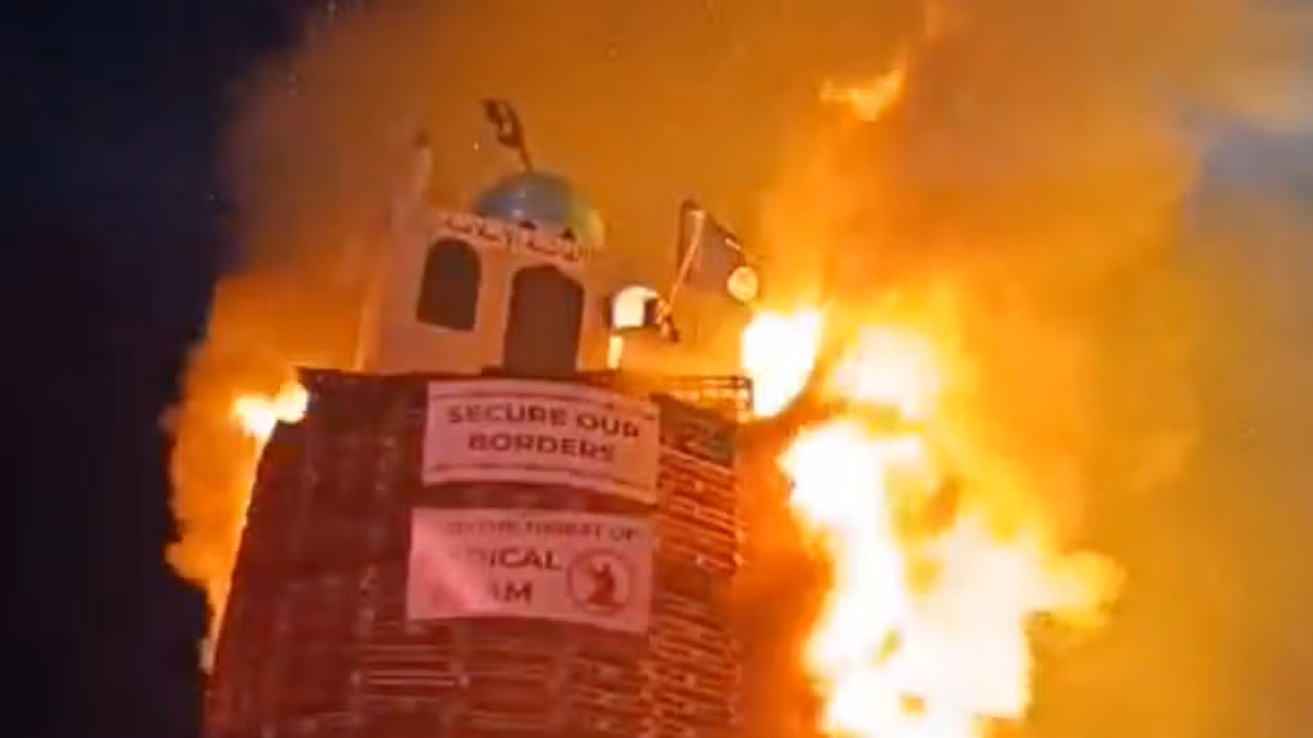 Man Charged After Mosque Replica on Bonfire