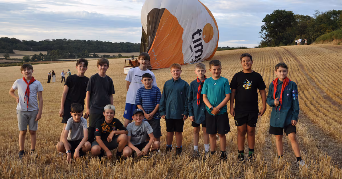 Scouts Assist in Hot Air Balloon Landing