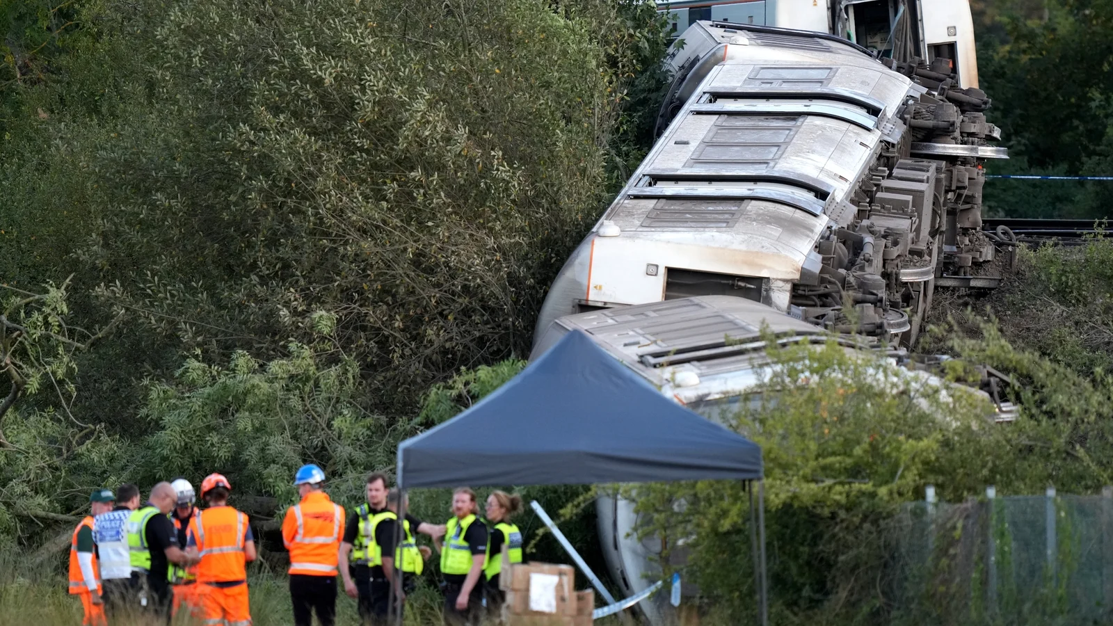 Train derails in southeast England, two injured